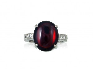 Red Garnet and Diamond Ring