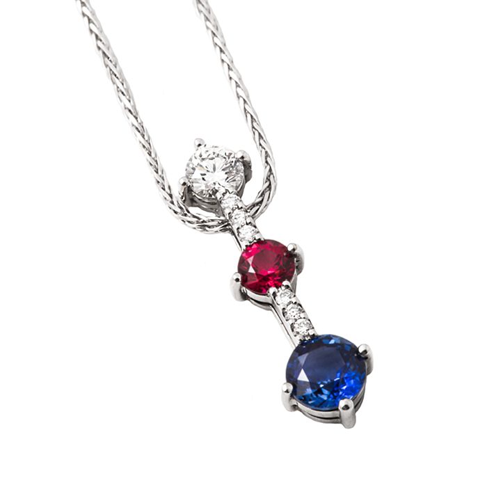 Blue Sapphire Ruby Pendant